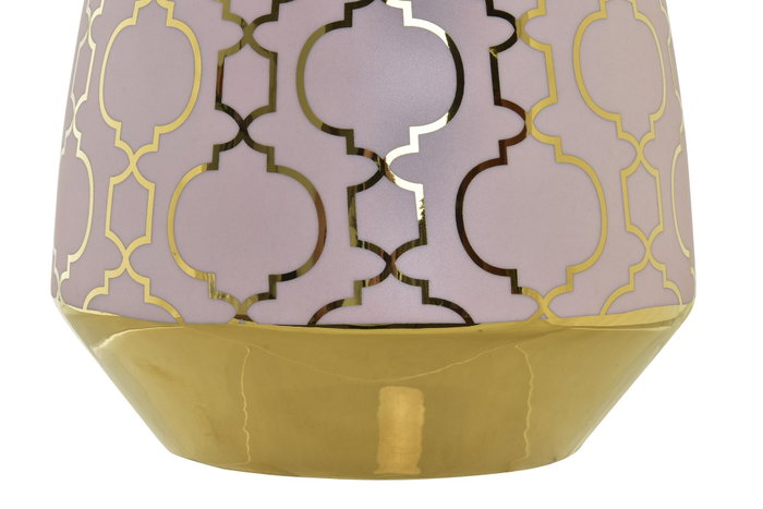 DKD Home Decor Jarrón de Porcelana Cromado Rosa y Dorado 18x18x24 cm