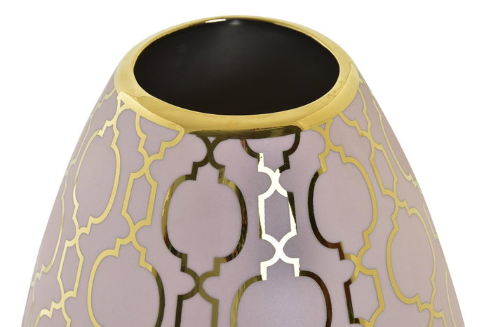 DKD Home Decor Jarrón de Porcelana Cromado Rosa y Dorado 18x18x24 cm