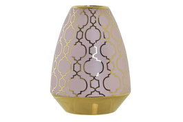 DKD Home Decor Jarrón de Porcelana Cromado Rosa y Dorado 18x18x24 cm