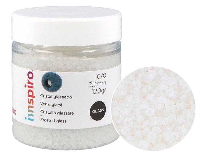 Innspiro Rocalla de Vidrio Redonda Glaseado Blanco 2,3mm 120g Innspiro Rocalla de Vidrio Redonda Glaseado Blanco 2,3mm 120g