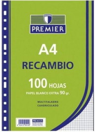 MANIPULADOS ZORRILLA Recambio A4 100h 4 taladros 90g cuadrícula 46 Premier