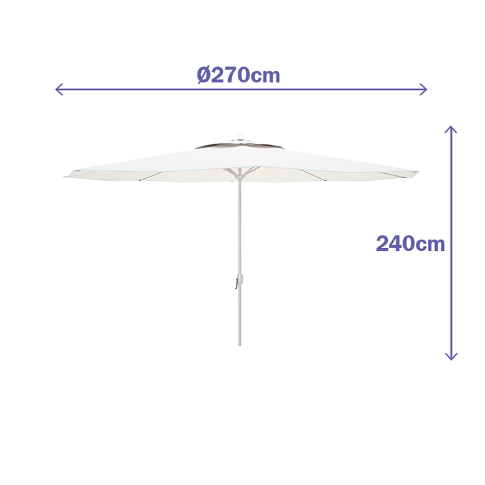 Marbueno Sombrilla de Acero Blanca con 8 Varillas D270 cm
