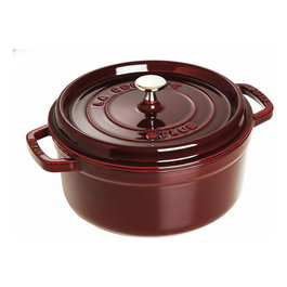 Staub Cocotte Redonda 24 cm, Color Granate, Fundición de Hierro Esmaltado - Producto de Cocina de Alta Calidad