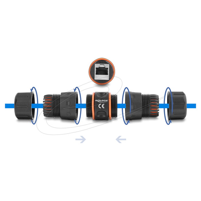 DeLOCK 90659 Conector RJ45 a RJ45 Cat.6A con Rosca M23.5 x 1,5 mm IP68 DeLOCK 90659 Conector RJ45 a RJ45 Cat.6A con Rosca M23.5 x 1,5 mm IP68