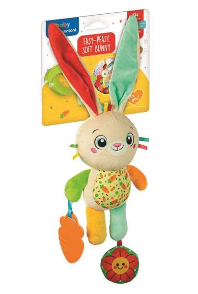 Clementoni Peluche de Viaje Conejito Blanco - Juguete de apego y distracción para bebés (18x16x7.5 cm)