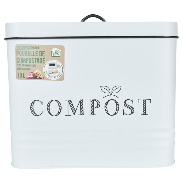 Je cherche une Idee Cubo Compostaje Metal 10 L Vintage con Asa para Restos Orgánicos Hierro y Bambú