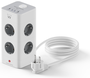 Ewent EW3864 Regleta de Torre con 8 Tomas Schuko y 4 Puertos USB