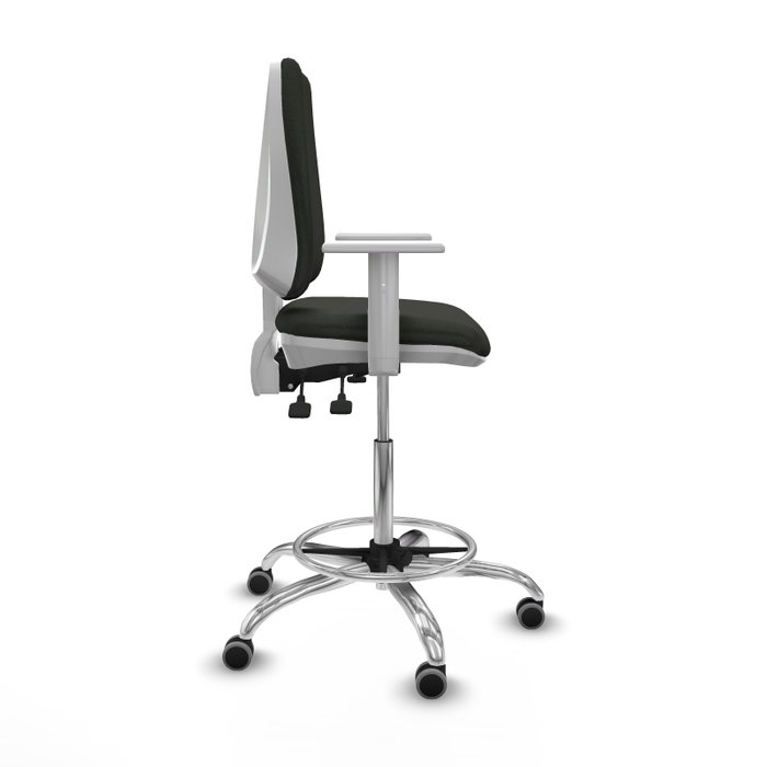PIQUERAS Y CRESPO Taburete Elche blanco AS con acabado Bali negro y base cromada