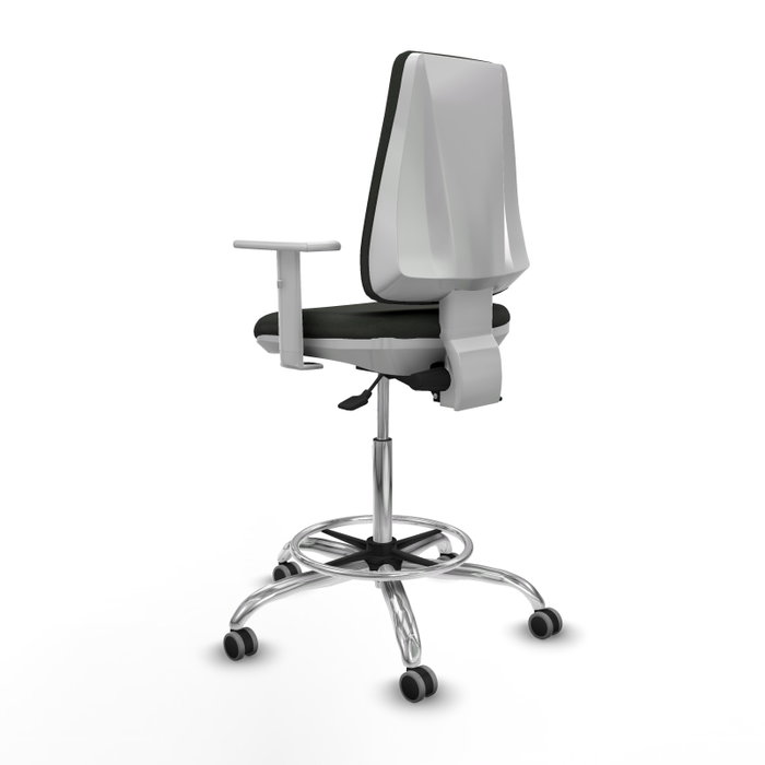 PIQUERAS Y CRESPO Taburete Elche blanco AS con acabado Bali negro y base cromada
