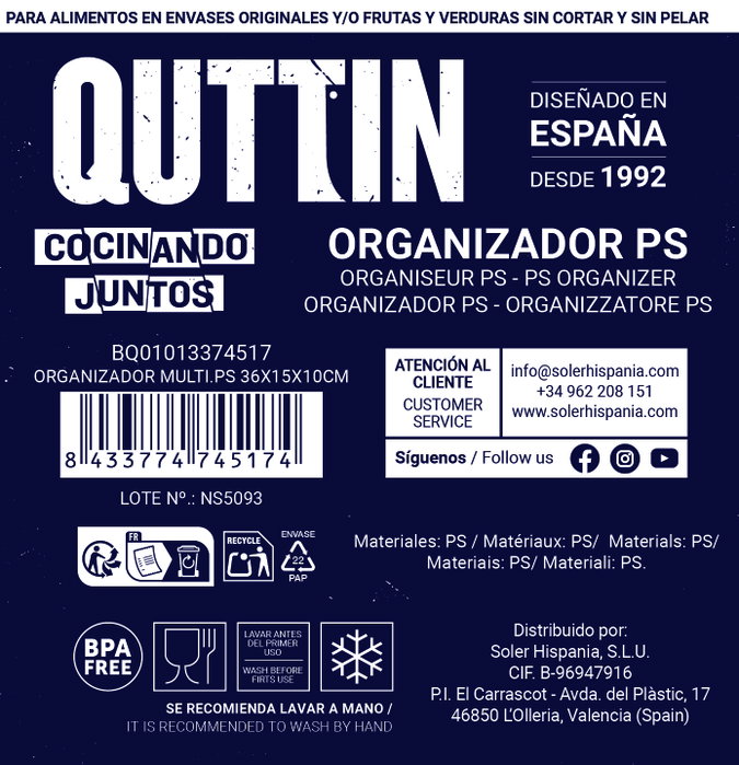 Quttin Organizador Multi.Ps 36x15x10cm