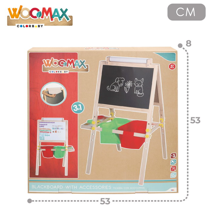 WOOMAX Pizarra Pie 3 en 1 con accesorio