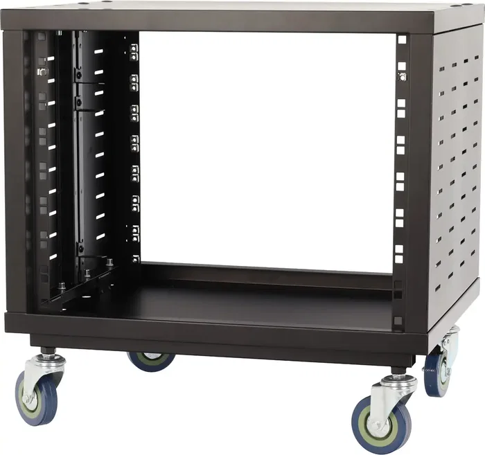 ALGAMAUDIO Rack de Estudio Modular 8U 19" con Ruedas, Negro, Armario de Rack