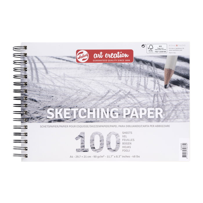 TALENS ART CREATION Bloc de Dibujo Esbozo con Espiral Liso A4 90g 100h
