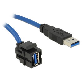 DeLOCK Módulo Keystone USB 3.0 A hembra a A macho con cable de 1,5 m negro