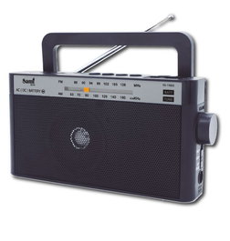 SAMI Radio Multimedia con Banda FM/AM, Alimentación AC/DC y Batería, Color Negro
