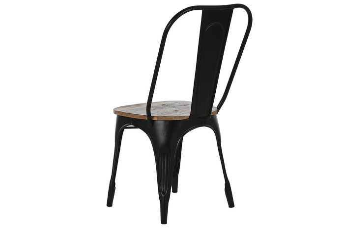 DKD Home Decor Silla Horeca Metal y Madera Negro Marron Oscuro 43 x 92 x 44 cm