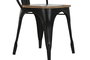 DKD Home Decor Silla Horeca Metal y Madera Negro Marron Oscuro 43 x 92 x 44 cm