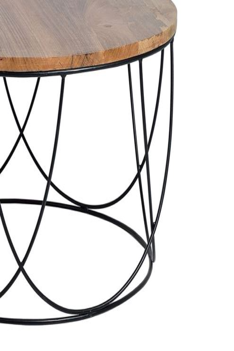 Mesa Centro GINER Y COLOMER en Madera de Mango y Metal Negro, 80 cm