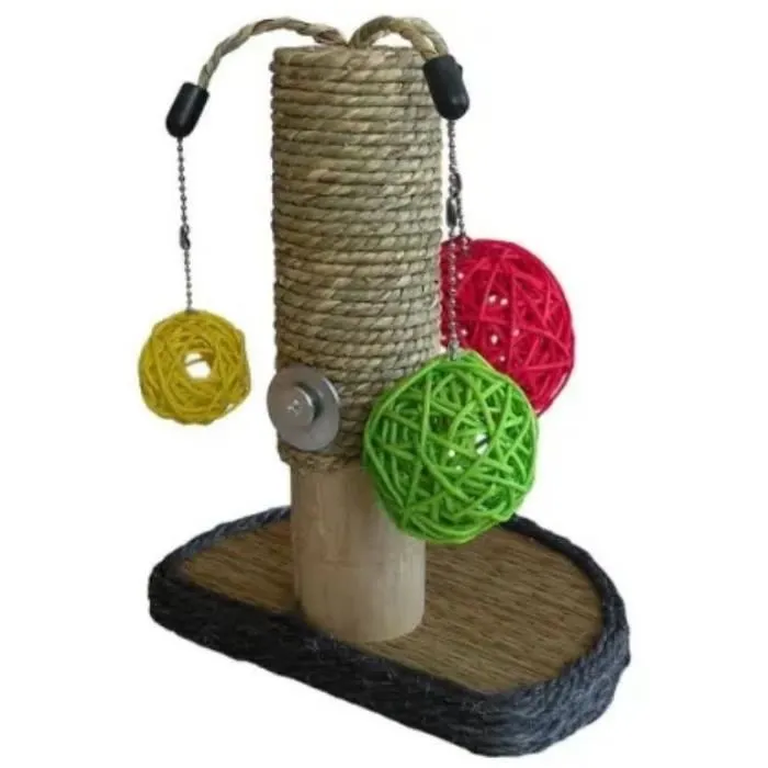 Tyrol TYR3281012067640 Árbol para Conejos - Madera, Junco Marino, Bolas de Mimbre, Enganche para Jaula - 14 x 19 x 26 cm