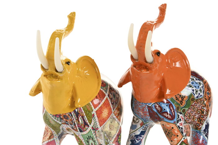 DKD Home Decor Figura de Elefante en Resina Surtida de 2 Piezas DKD Home Decor Figura de Elefante en Resina Surtida de 2 Piezas