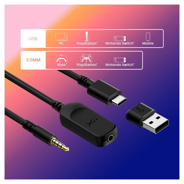 HP HyperX Cloud III Auriculares Gaming Over-Ear Negro con Sonido 7.1 DTS Headphone:X, Sonido Espacial, Cancelación Activa de Ruido, Micrófono Extraíble