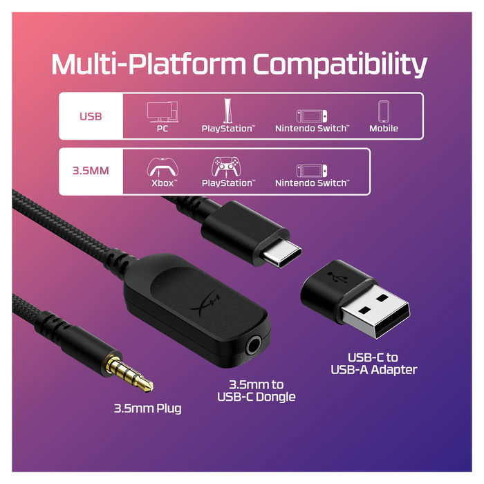 HP HyperX Cloud III Auriculares Gaming Over-Ear Negro con Sonido 7.1 DTS Headphone:X, Sonido Espacial, Cancelación Activa de Ruido, Micrófono Extraíble