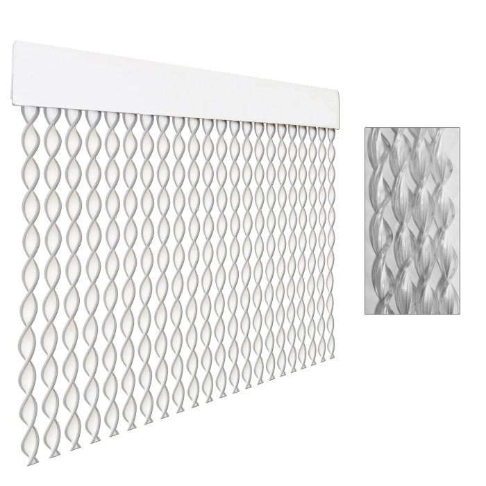 Cortina para puerta cordón espiral Tambre 90 x 210 Blanco-transparente 20206D Cortina para puerta cordón espiral Tambre 90 x 210 Blanco-transparente 20206D
