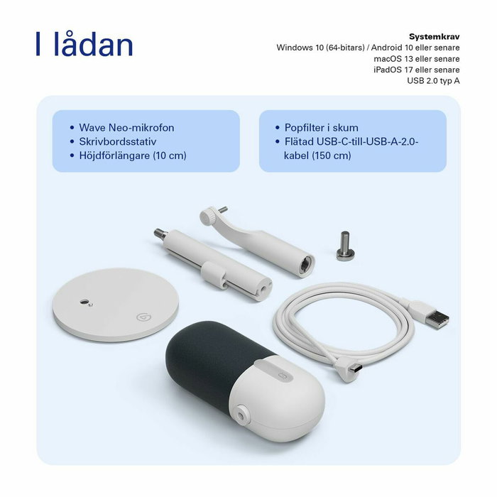 Elgato Wave Neo Micrófono de superficie para mesa Blanco Elgato Wave Neo Micrófono de superficie para mesa Blanco