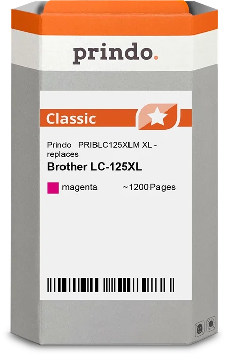 Prindo Classic XL Cartucho de Tinta Magenta Compatible Brother LC125XLM 1200 Páginas Prindo Classic XL Cartucho de Tinta Magenta Compatible Brother LC125XLM 1200 Páginas