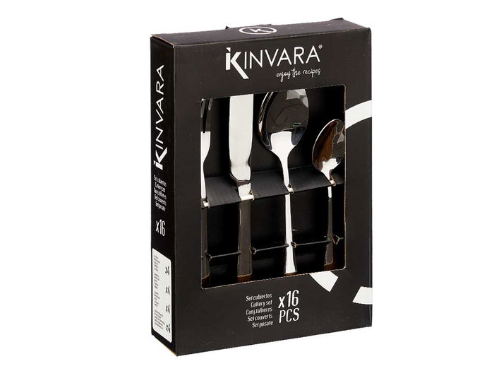 Kinvara Set 16 Pzs Cubiertos Acero Inoxidable 17x24x5 cm (Set de 6)