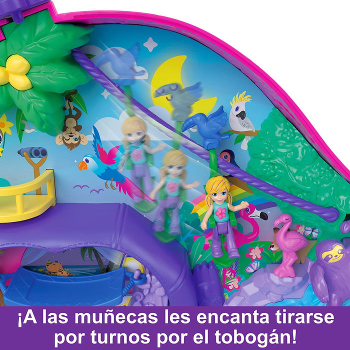 Mattel Polly Pocket Cofre Familia Perezosos 2 En 1 Set de Juego HRD40 con Muñecas y Accesorios