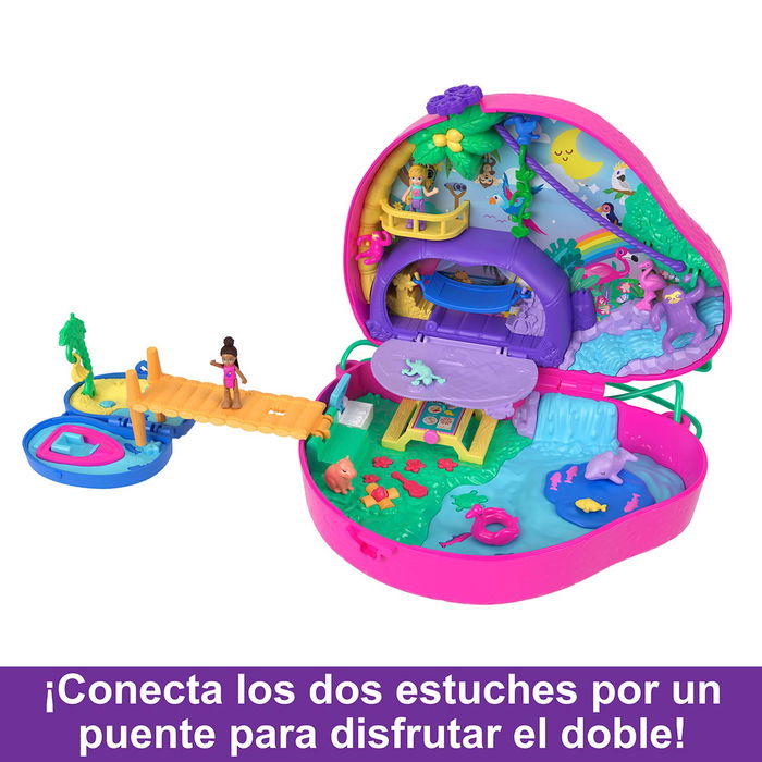Mattel Polly Pocket Cofre Familia Perezosos 2 En 1 Set de Juego HRD40 con Muñecas y Accesorios