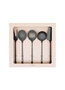 Hermia CKB0256 Set de Servicio de Acero Inoxidable de 5 Piezas con Acentos Negros, Incluye Cucharón, Cuchara, Tenedor, Colador y Espátula para Salsas, Apto para Lavavajillas