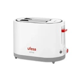 Ufesa TT7385 Tostadora, 800 W, 2 Ranuras, 7 Niveles de Tostado, Función Descongelar/Recalentar, con Bandeja Recogemigas, Color Gris/Rojo/Blanco
