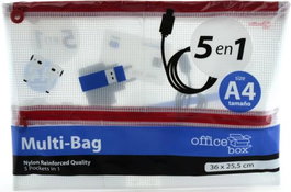FRAGA IMPORT, S.L. Bolsa multiusos A4 con 5 bolsillos y cremallera