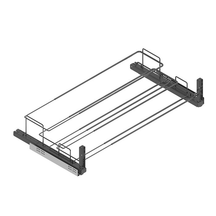 Menage Confort Zapatero Ender Extraíble con Guías Ocultas Hettich Quadro V6, Basculante Inclinado, Ancho 450-650mm, Acabado Antracita