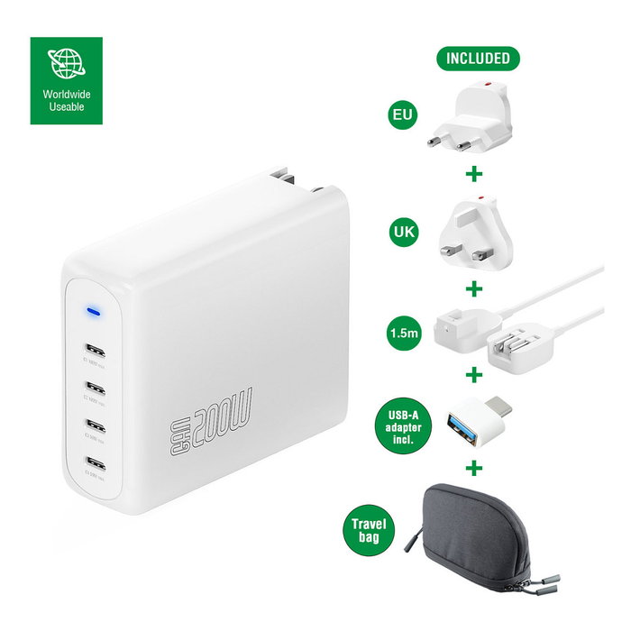 4smarts Ladegert GaN Flex Pro 200W 4 USB-C Blanco