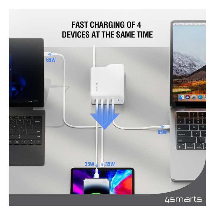 4smarts Ladegert GaN Flex Pro 200W 4 USB-C Blanco