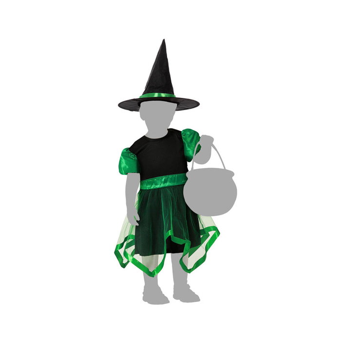 Atosa Disfraz de Bruja Bebé Verde con Sombrero y Falda de Tul Atosa Disfraz de Bruja Bebé Verde con Sombrero y Falda de Tul