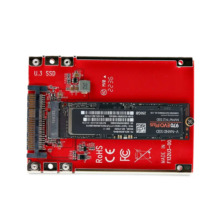 Startech Adaptador M.2 NVMe a U.3 1M25-U3-M2-ADAPTER Interno para Unidades SATA de 2.5 Pulgadas - Compatible con PCIe 4.0, Plug & Play para Windows, macOS, Linux