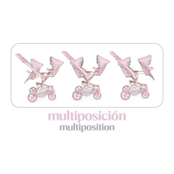 Decuevas Silla Gemelar Plegable Multiposición para Muñecas de hasta 52 cm - Metal, Plástico y Poliéster