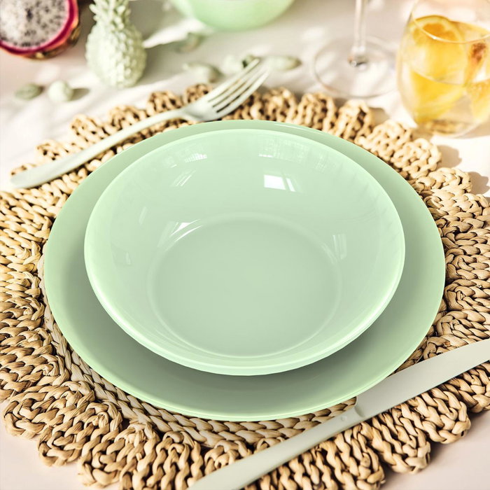 Vajilla Opal Apy Paradise Verde Luminarc 18 Piezas - 6 Personas