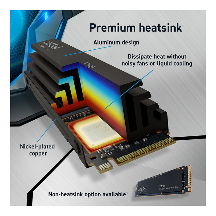 Crucial T700 SSD NVMe PCIe 5.0 x4 2TB 12400 MB/s M.2 2280 Crucial T700 SSD NVMe PCIe 5.0 x4 2TB 12400 MB/s M.2 2280