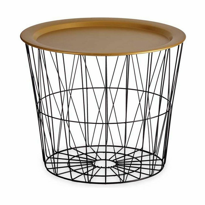 Mesa auxiliar Gift Decor Negro Dorado 52 x 40 x 52 cm (4 Unidades)