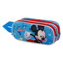 Disney Mickey Mouse Estuche Portatodo Escolar 3D Doble House Azul 8x22x10 cm