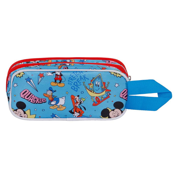 Disney Mickey Mouse Estuche Portatodo Escolar 3D Doble House Azul 8x22x10 cm