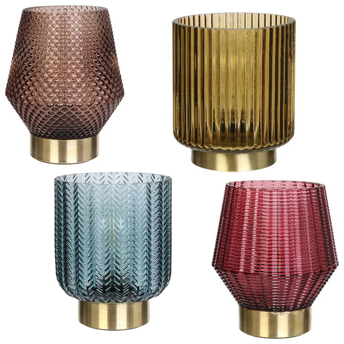 Home Deco Light Jarrón Con Bombilla A Pilas Decorativo Hogar Iluminación Led 12x14 Cm Marrón Dorado Azul Fucsia
