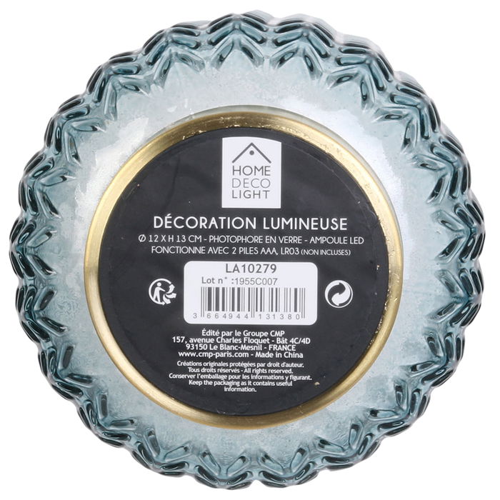 Home Deco Light Jarrón Con Bombilla A Pilas Decorativo Hogar Iluminación Led 12x14 Cm Marrón Dorado Azul Fucsia