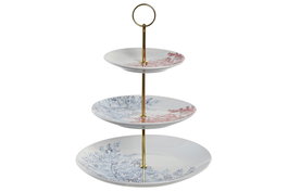 DKD Home Decor Frutero Coral 22 de 3 Pisos Azul, Fucsia y Blanco