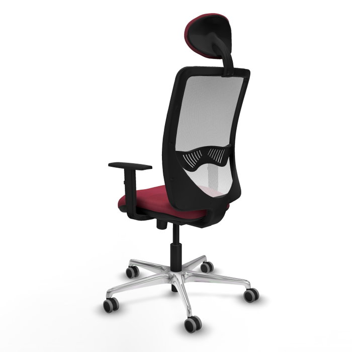 PIQUERAS Y CRESPO Silla de oficina Zulema con mecanismo Sincro, Tela Granate y Malla Blanca PIQUERAS Y CRESPO Silla de oficina Zulema con mecanismo Sincro, Tela Granate y Malla Blanca
